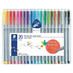Staedtler triplus Felt Pens, Super Fine Point, Assorted Ink, 20/Pack (334 SB20)