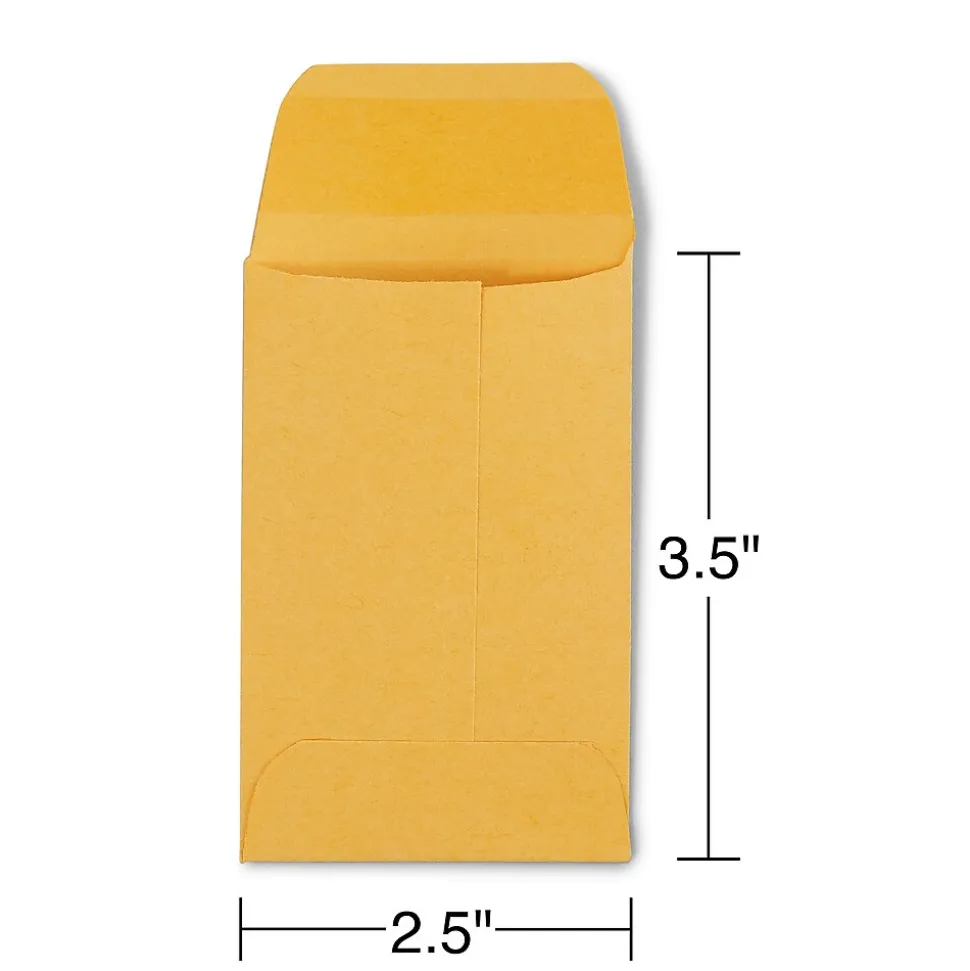Staples #1 Currency Envelopes, 2 1/4" x 3 1/2", Kraft, 250/Box (ST19726-CC)