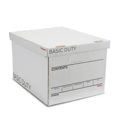 Staples 65% Recycled Corrugated File Box Lift Off Lid, Letter/Legal Size, White/Black, 10/Pack (23325011)
