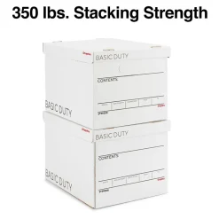 Staples 65% Recycled Corrugated File Box Lift Off Lid, Letter/Legal Size, White/Black, 10/Pack (23325011)