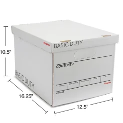 Staples 65% Recycled Corrugated File Box Lift Off Lid, Letter/Legal Size, White/Black, 10/Pack (23325011)