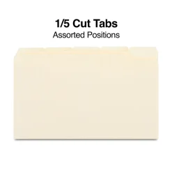 Staples 30% Recycled File Folder, 1/5 Cut, Legal Size, Manila, 100/Box (ST163378/163378)