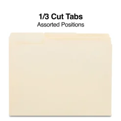 Staples 30% Recycled File Folders, 1/3-Cut Tab, Letter Size, Manila, 250/Box (ST56673-CC)