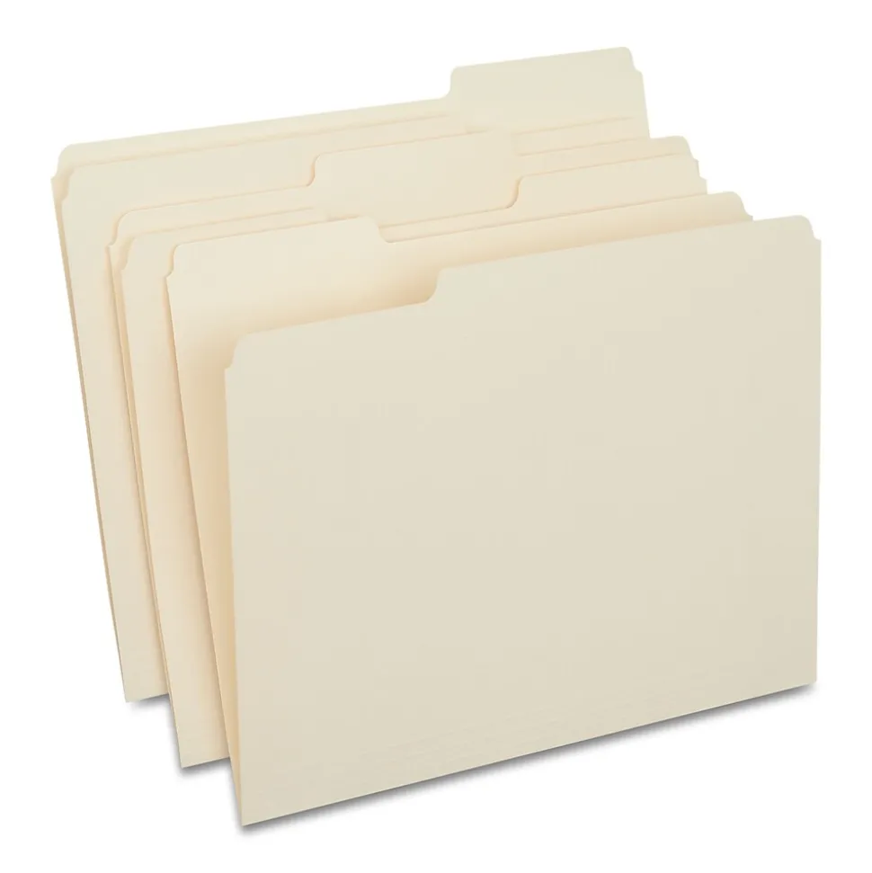 Staples 30% Recycled File Folders, 1/3-Cut Tab, Letter-Size, Manila, 24/Pack (235390/TR56674)