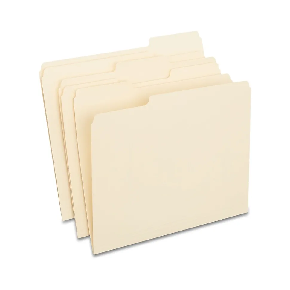 Staples 100% Recycled File Folders, 1/3-Cut Tab, Letter Size, 100/Box (ST246850/246850)