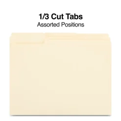 Staples 100% Recycled File Folders, 1/3-Cut Tab, Letter Size, 100/Box (ST246850/246850)