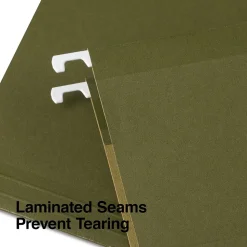 Staples 100% Recycled Hanging File Folder, 1/5-Cut Tab, Legal Size, Standard Green, 25/Box (ST16402/TR16402)