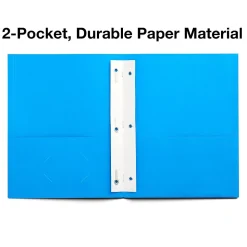 Staples 10% Recycled Matte 2-Pocket Paper Presentation Folder with Fasteners, Light Blue, 10/Pack (13389-CC)
