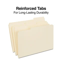 Staples 30% Recycled Reinforced File Folder, 1/3-Cut Tab, Legal Size, Manila, 100/Box (ST606814/606814)