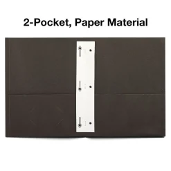 Staples 10% Recycled Smooth 2-Pocket Paper Presentation Folder with Fasteners, Black, 10/Pack (13386-US)