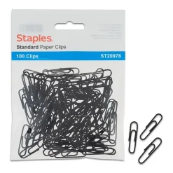 Staples® #1 Size Vinyl-Coated Paper Clips, Black, 100/Pack