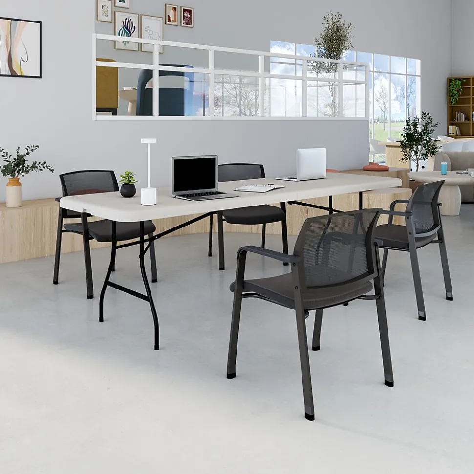 Staples 8' x 30" Heavy Duty Plastic Folding Table, White (79233/54273)