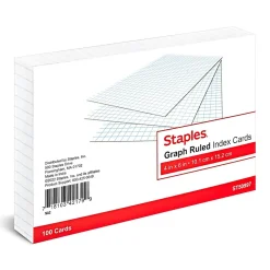 Staples™ 4" x 6" Index Card, Graph Ruled, White, 100/Pack (TR50997)