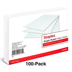 Staples™ 4" x 6" Index Card, Graph Ruled, White, 100/Pack (TR50997)