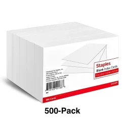 Staples 3" x 5" Index Cards, Blank, White, 500/Pack (TR51010)