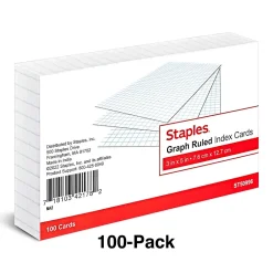Staples 3" x 5" Index Cards, Graph Ruled, White, 100/Pack (TR50996)