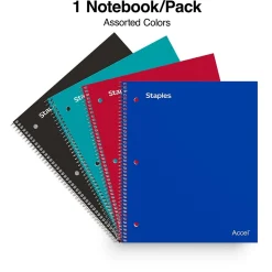 Staples® Accel Poly 2-Subject Subject Notebooks, 8.5