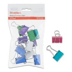 Staples® Binder Clip Med 15 PK Assorted - Fashion