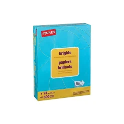 Staples Brights Multipurpose Paper, 24 lbs., 8.5" x 11", Blue, 500/Ream (20101)
