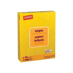 Staples Brights Multipurpose Paper, 24 lbs., 8.5" x 11", Yellow, 500/Ream (20102)