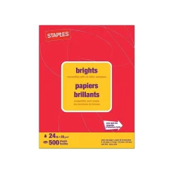 Staples Brights Multipurpose Paper, 24 lbs., 8.5" x 11", Red, 500/Ream (20104)