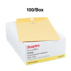 Staples Clasp & Moistenable Glue Kraft Catalog Envelopes, 7.5