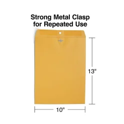 Staples Clasp & Moistenable Glue Kraft Catalog Envelopes, 10"L x 13"H, Brown, 250/Box (487494/17243)