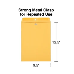 Staples Clasp & Moistenable Glue #12.5 Kraft Catalog Envelopes, 9.5" x 12.5", Brown, 100/Box (535013/17076)