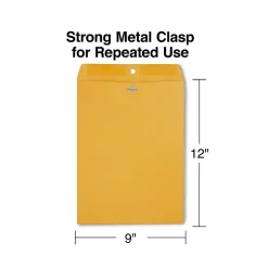 Staples Clasp Close Kraft Catalog Envelopes, 9"L x 12"H, Brown, 250/Box (487493/17242)