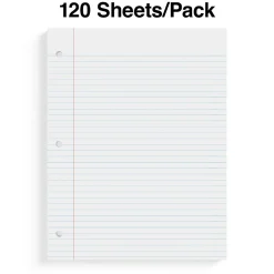 Staples College Ruled Filler Paper, 8" x 10.5", White, 120 Sheets/Pack, 36 Packs/Carton (TR37427)
