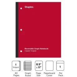 Staples® Combo 1-Subject Subject Notebooks, 8.5" x 11", Specialty Ruled, 100 Sheets, Assorted (06497)