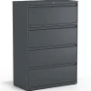 Staples Commercial 4-Drawer Lateral File Cabinet, Letter/Legal Size, Lockable, 52.5"H x 36"W x 18.63"D, Charcoal (60944/20886)