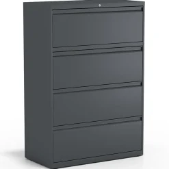 Staples Commercial 4-Drawer Lateral File Cabinet, Letter/Legal Size, Lockable, 52.5"H x 36"W x 18.63"D, Charcoal (60944/20886)