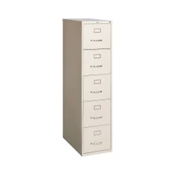 Staples Commercial 5-Drawer Vertical File Cabinet, Letter Size, Lockable, 61.38"H x 15"W x 26.5"D, Putty (59590/25431)
