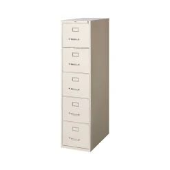 Staples Commercial 5-Drawer Vertical File Cabinet, Letter Size, Lockable, 61.38"H x 15"W x 26.5"D, Putty (59590/25431)