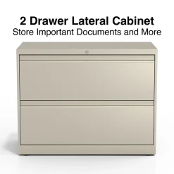 Staples Commercial 2-Drawer Lateral File Cabinet, Letter/Legal Size, Lockable, 28.15"H x 36"W x 18.62"D, Putty (60921/17450)