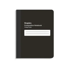 Staples Composition Notebook, 7.5" x 9.75", College Ruled, 80 Sheets, Black (ST55083)