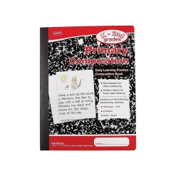 Staples® Composition Notebooks, 7.5" x 9.75", Primary Ruled, 100 Sheets, Black/Red, 12/Carton (42079CT)