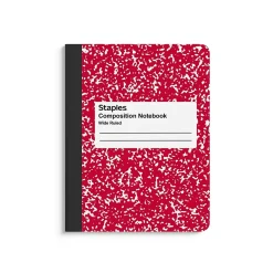 Staples® Composition Notebooks, 7.5" x 9.75", Wide Ruled, 100 Sheets, Assorted Colors, 4/Pack (ST58368)