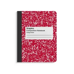 Staples® Composition Notebook, 7.5" x 9.75", College Ruled, 100 Sheets, Red (ST55065)
