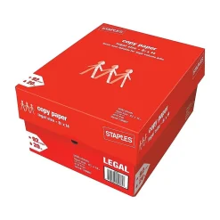 Staples Copy Paper, 8.5" x 14", 20 lbs., White, 500 Sheets/Ream, 10 Reams/Carton (221193)