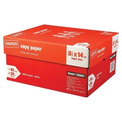 Staples Copy Paper, 8.5" x 14", 20 lbs., White, 500 Sheets/Ream, 10 Reams/Carton (221193)