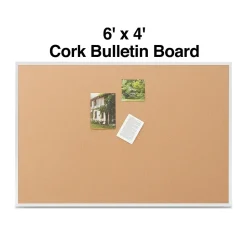Staples Cork Bulletin Board, Aluminum Frame, 6'W x 4'H (28317-CC)