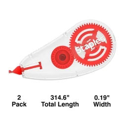 Staples® Correction Tape, White, 2/Pack (ST59821-CC)