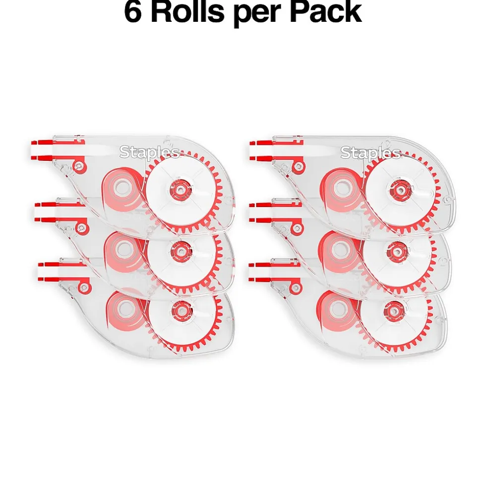 Staples Correction Tape, White, 6/Pack (ST59819)