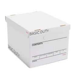 Staples Corrugated File Box Lift Off Lid, Letter/Legal Size, White/Black, 20/Pack (3325010/3325007)