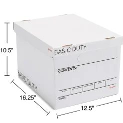 Staples Corrugated File Box Lift Off Lid, Letter/Legal Size, White/Black, 20/Pack (3325010/3325007)