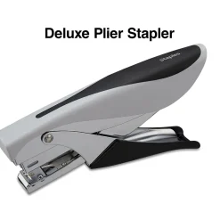 Staples Deluxe Plier Stapler, 20 Sheet Capacity, Black/Gray (24546/17584)