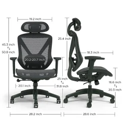 Staples® Dexley Ergonomic Mesh Swivel Task Chair, Black (UN56946)