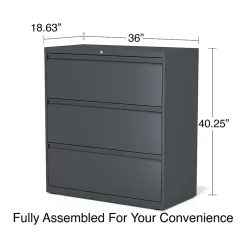 Staples 3-Drawer Lateral File Cabinet, Letter/Legal Size, Lockable, 40.25